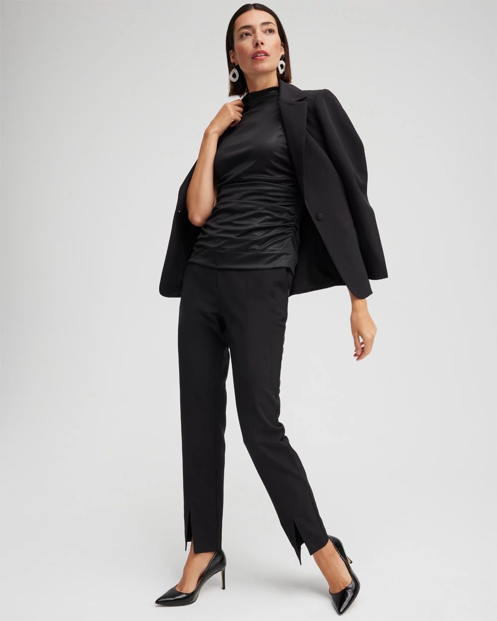 Black Label Gathered Knit Top
