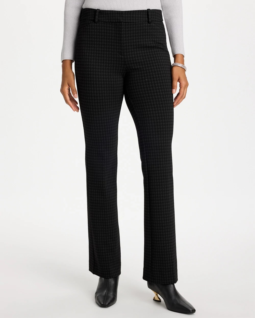 Emme Houndstooth Slim Bootcut Pants