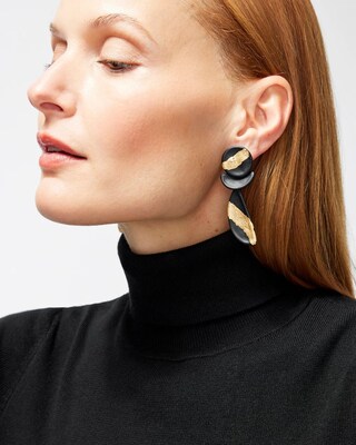 Black & Gold Foil Drop Earrings