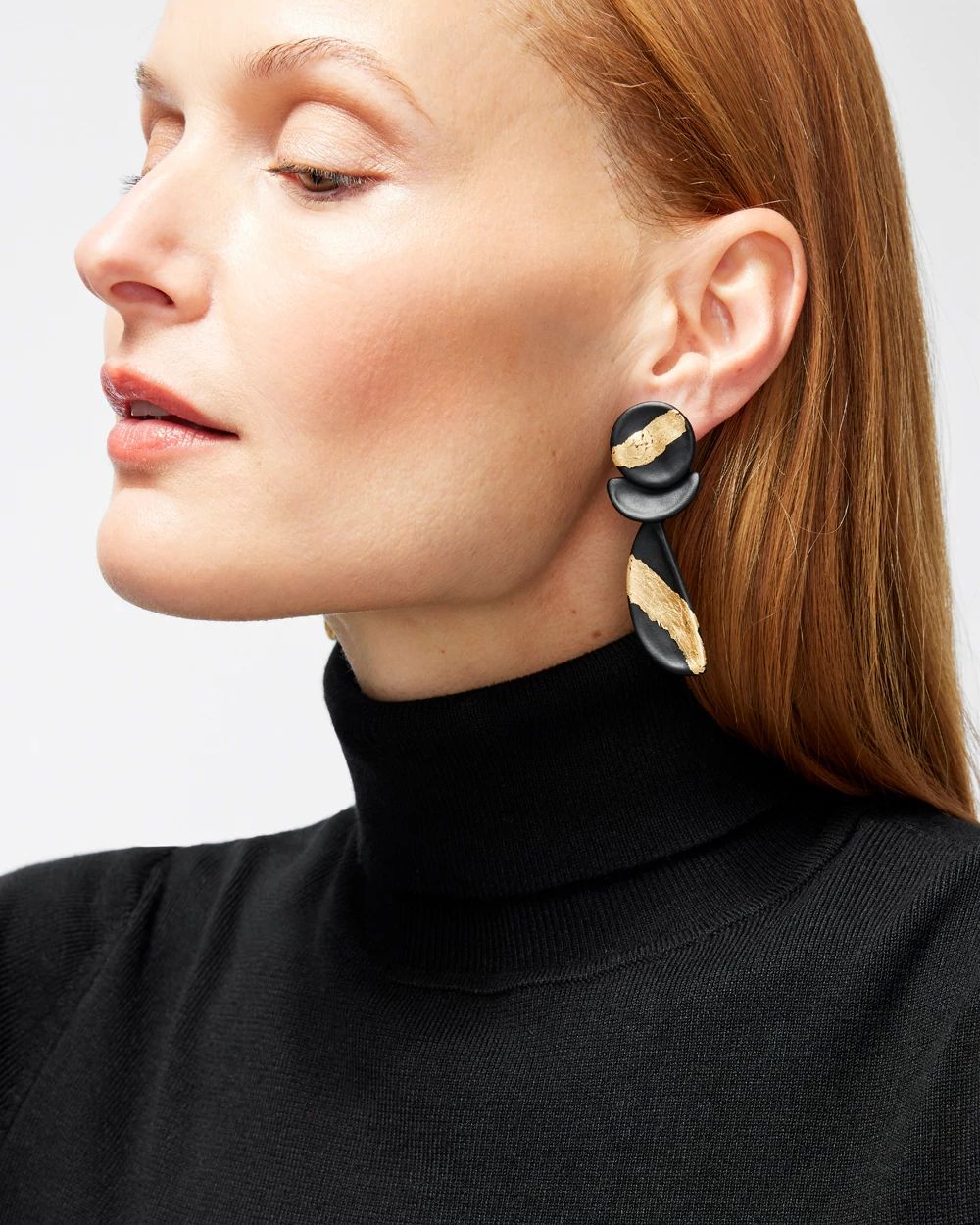 Black & Gold Foil Drop Earrings