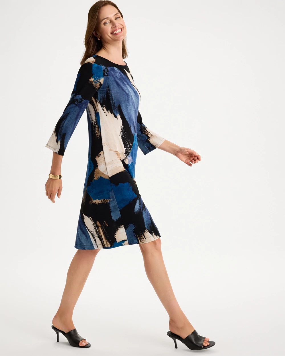 Travelers™ Printed 3/4 Bell Sleeve Dress
