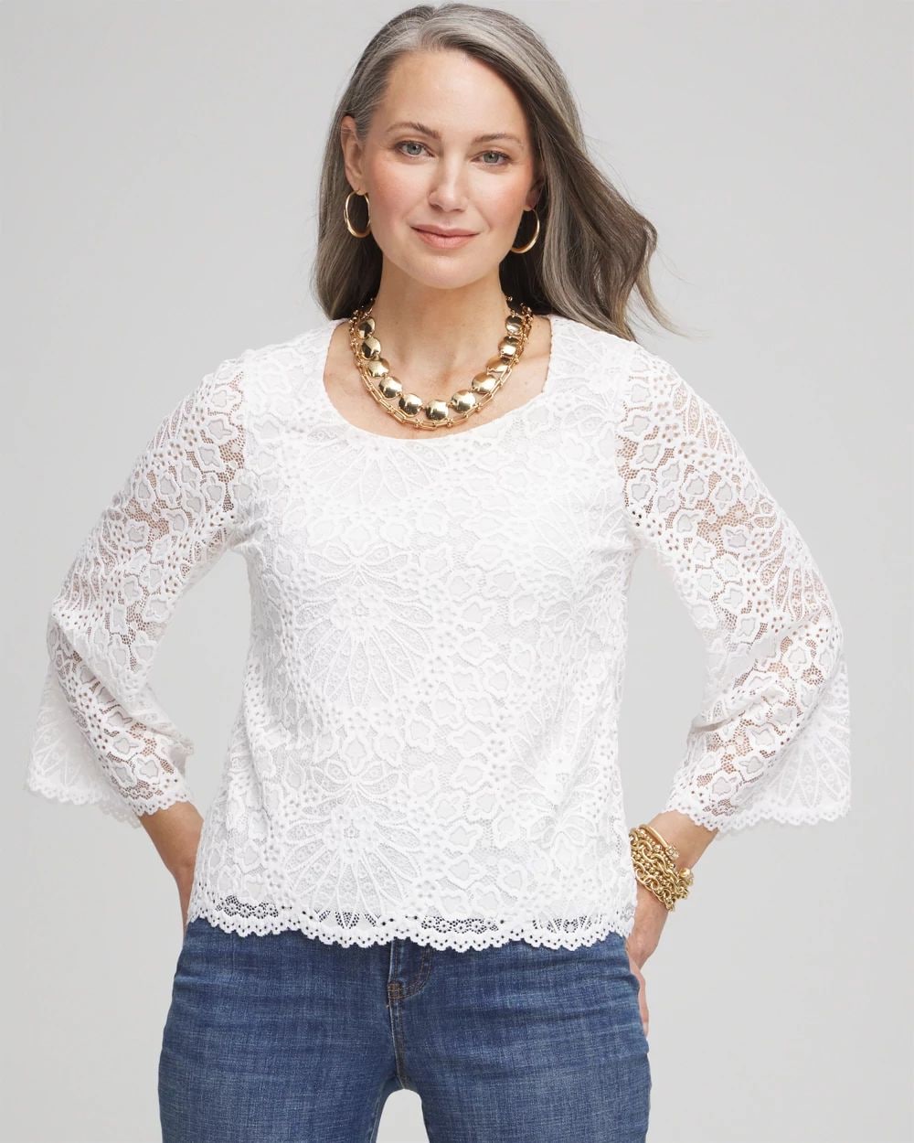 Scalloped Hem Lace Top