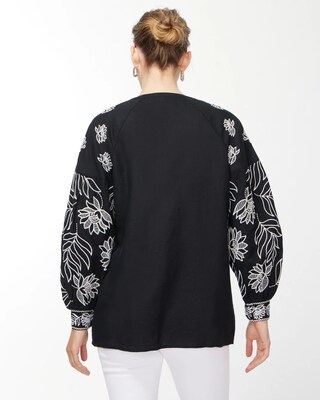 Linen Embroidered Blouse Jacket