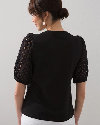 Eyelet Elbow Sleeve Top
