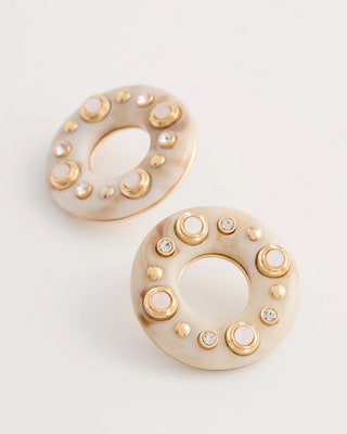 Embellished Neutral Stud Earrings click to view larger image.