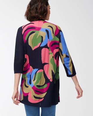 Tropical Print Mesh Cardigan