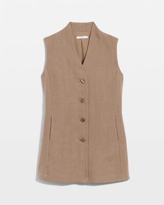 Long Linen Sleeveless Vest click to view larger image.