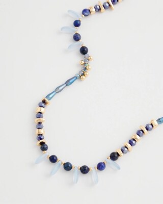 Blue Beaded Single Strand Necklace click to view larger image.