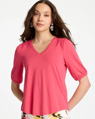 Shirred Elbow Sleeve Tee
