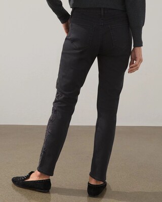 Girlfriend Laser Embroidery Ankle Jeans