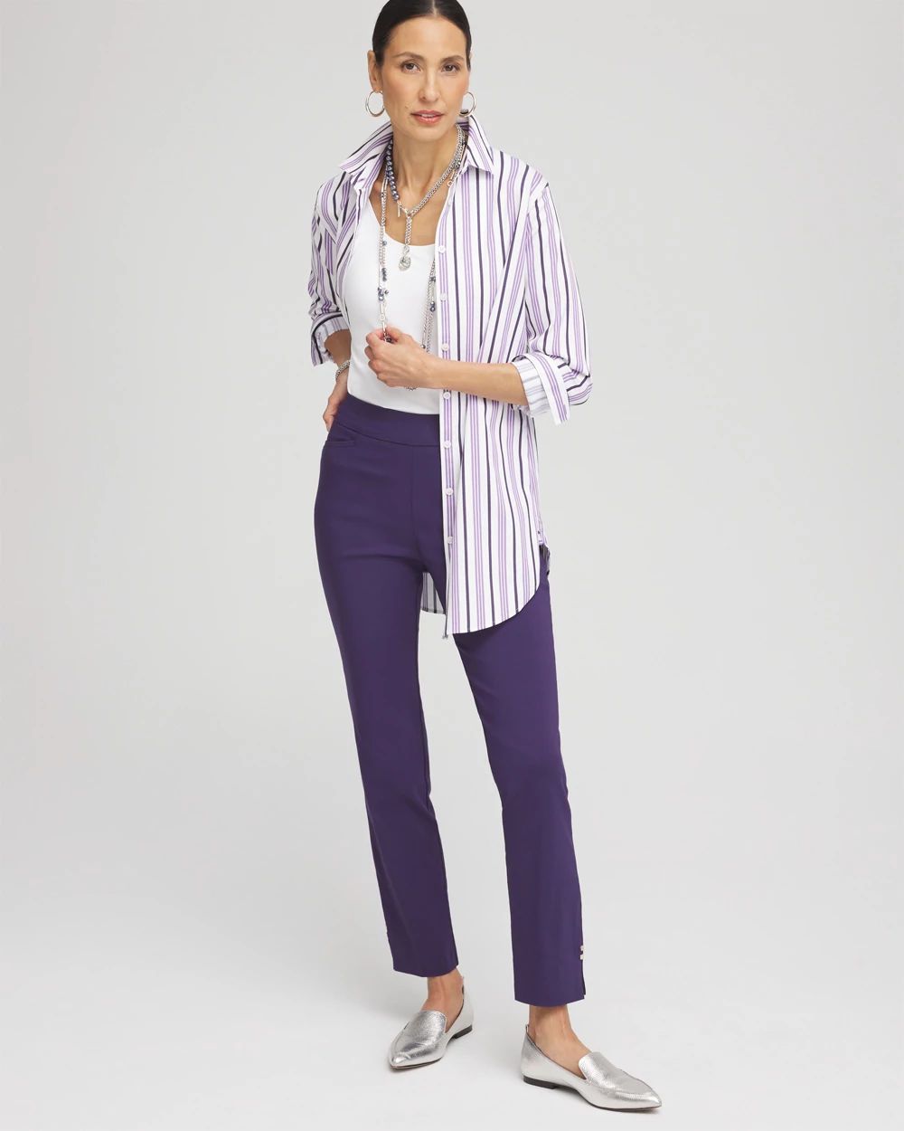 Petite Brigitte Rivet Slit Ankle Pants