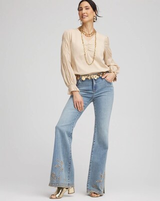 Pima Smocked Long Sleeve Tee click to view larger image.