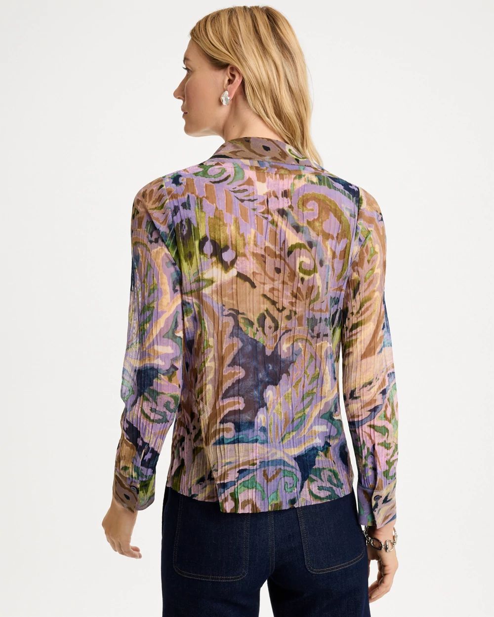 Paisley Semi-Sheer Crinkle Mesh Top click to view larger image.