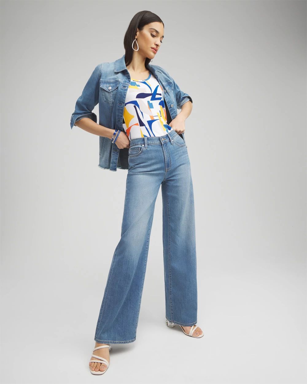 High Rise Wide Leg Jeans click to view larger image.
