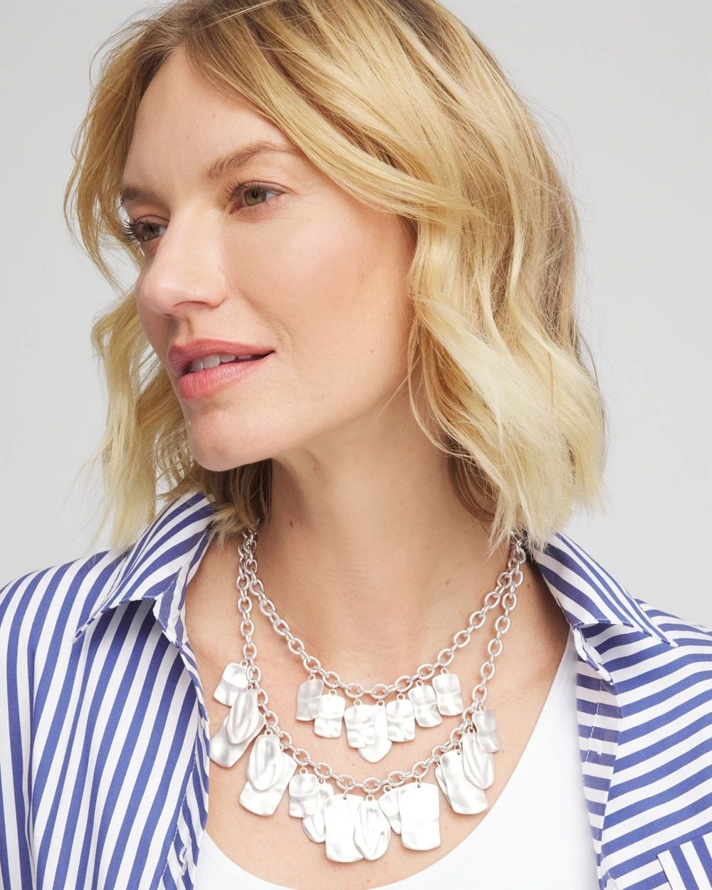 Double Square Charm Pendant Necklace