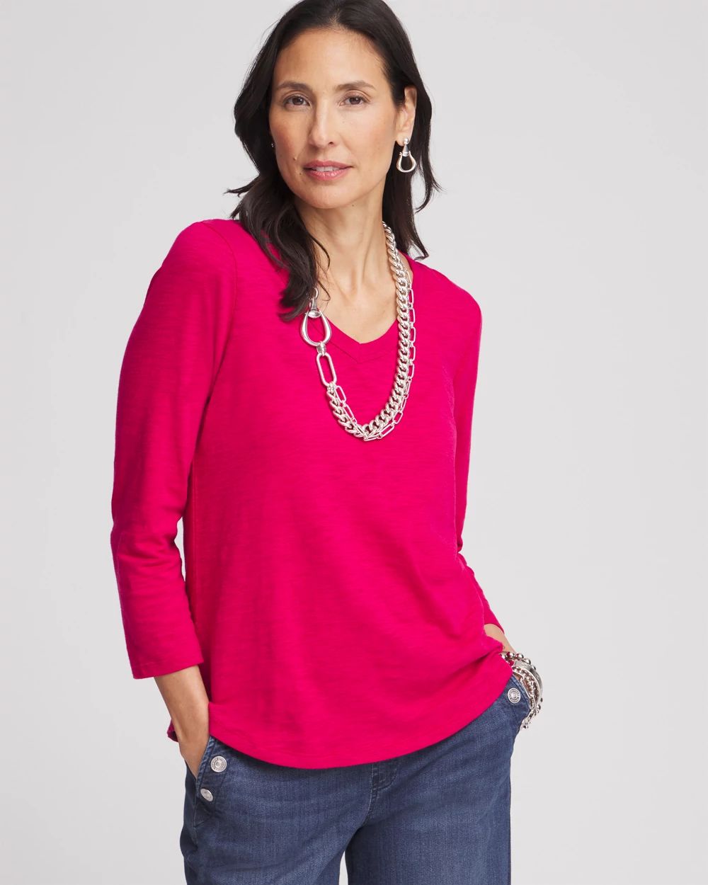 V-neck 3/4 Sleeve Tee