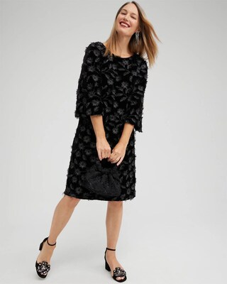 Velvet Applique Bell Sleeve Dress