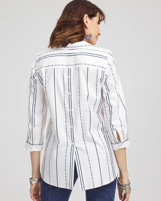 No Iron™ Striped Buttonback Stretch Tunic click to view larger image.