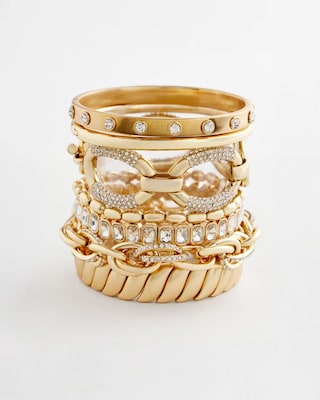 Goldtone Bezel Set Stretch Tennis Bracelet click to view larger image.