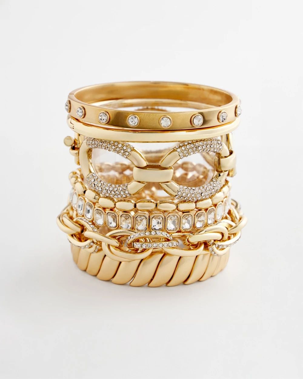 Goldtone Bezel Set Stretch Tennis Bracelet