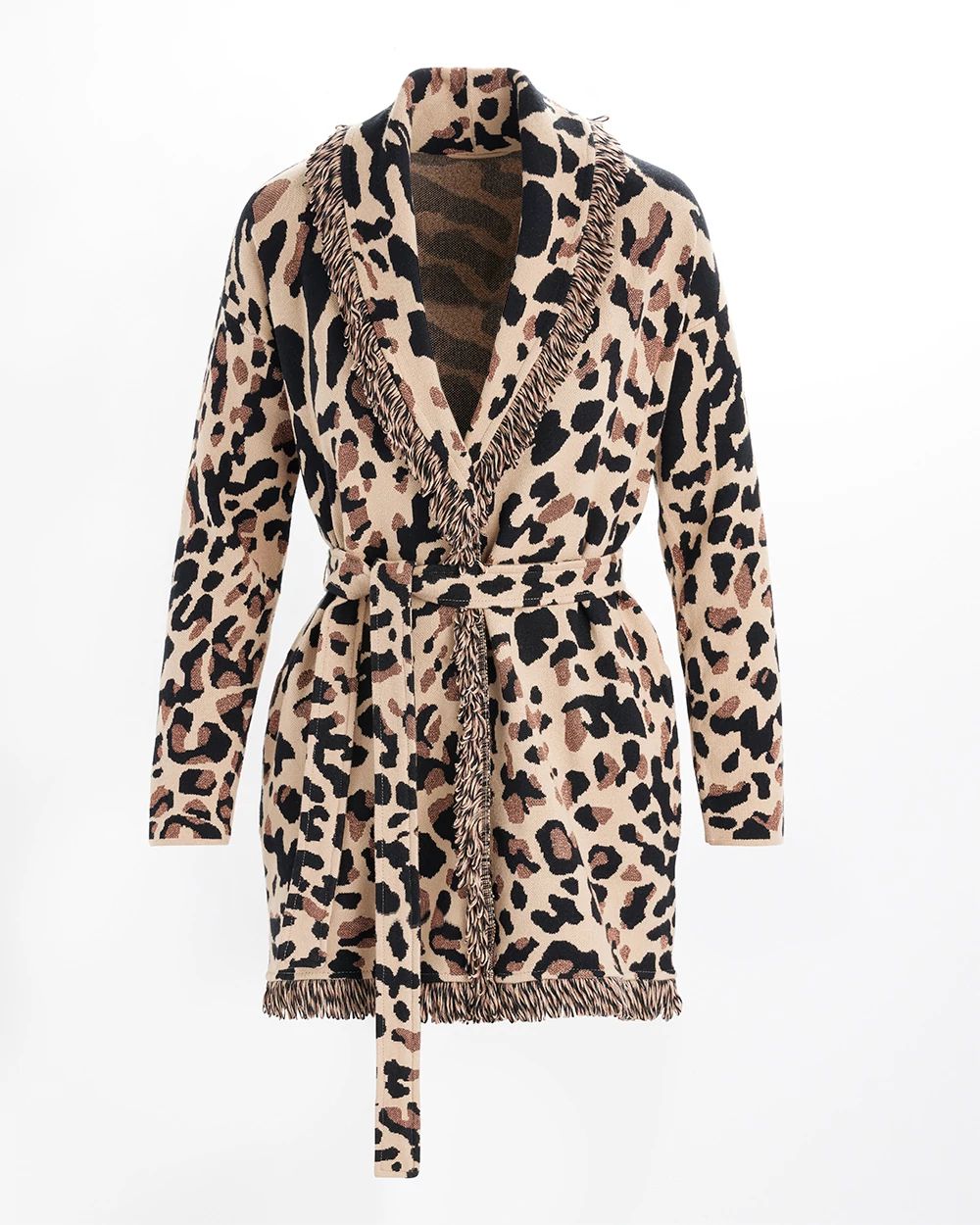 Animal Print Fringe Cardigan