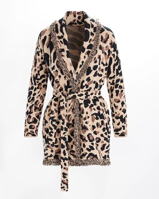 Animal Print Fringe Cardigan