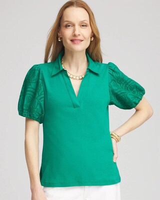 Eyelet Short Sleeved Top