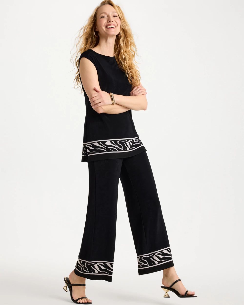 Petite Abstract Zebra Cropped Pants