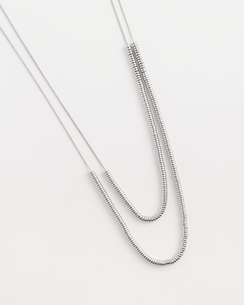 Double-Strand Silver Tone Disc Necklace