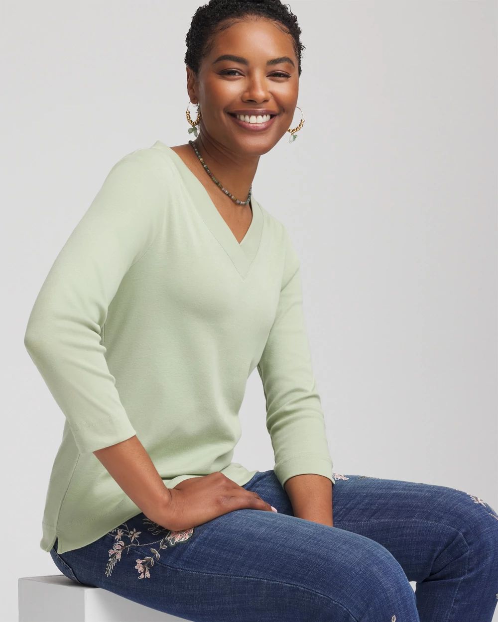 Pima Cotton 3/4 Sleeve Tee click to view larger image.
