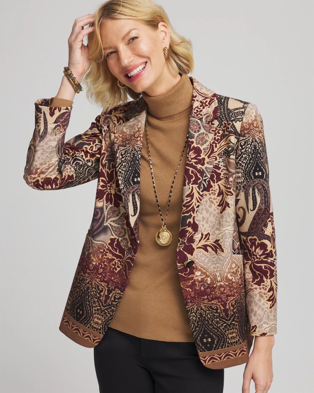 Artisinal Print Ponte Blazer
