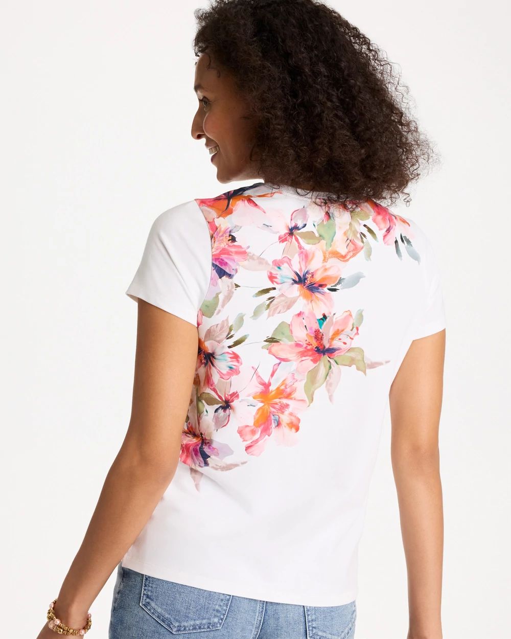 Cotton Stretch Ethereal Floral Cap Sleeve Tee click to view larger image.