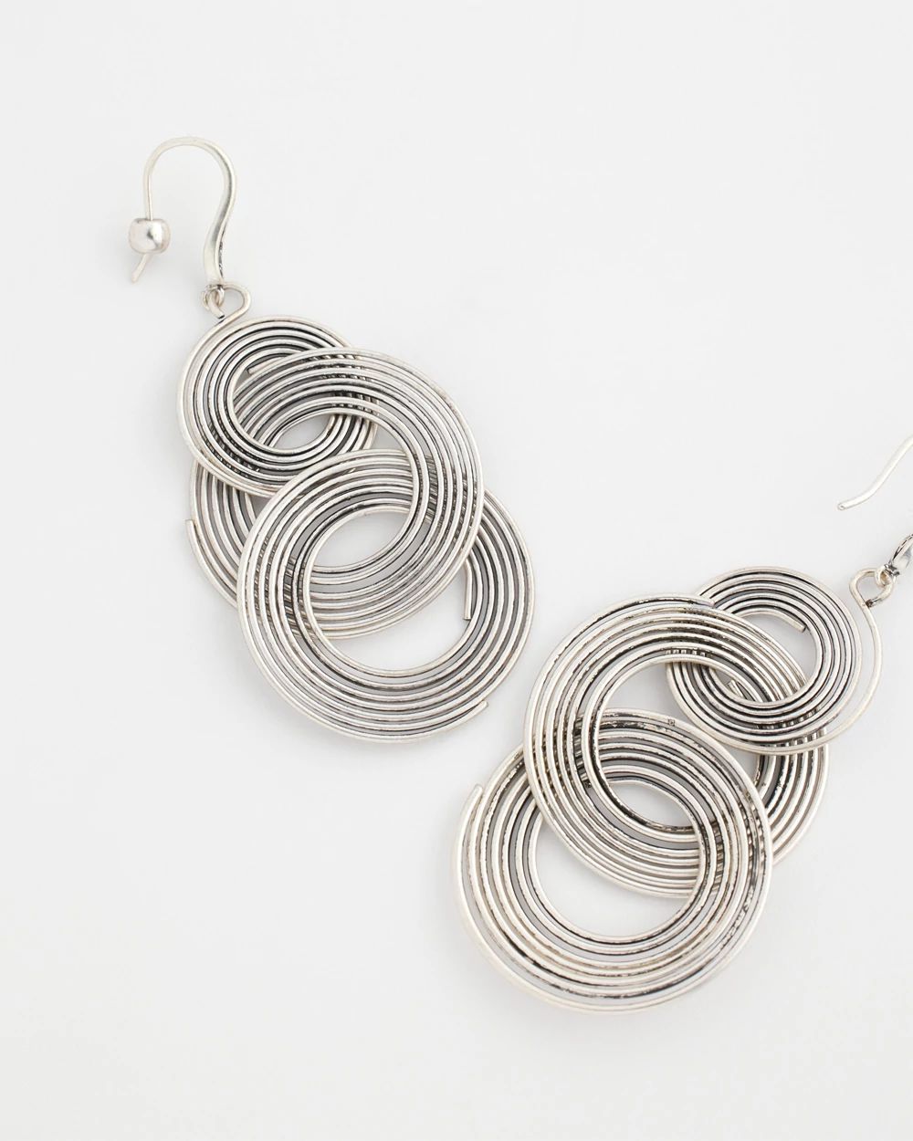 No Droop® Silvertone Concentric Circles Earrings