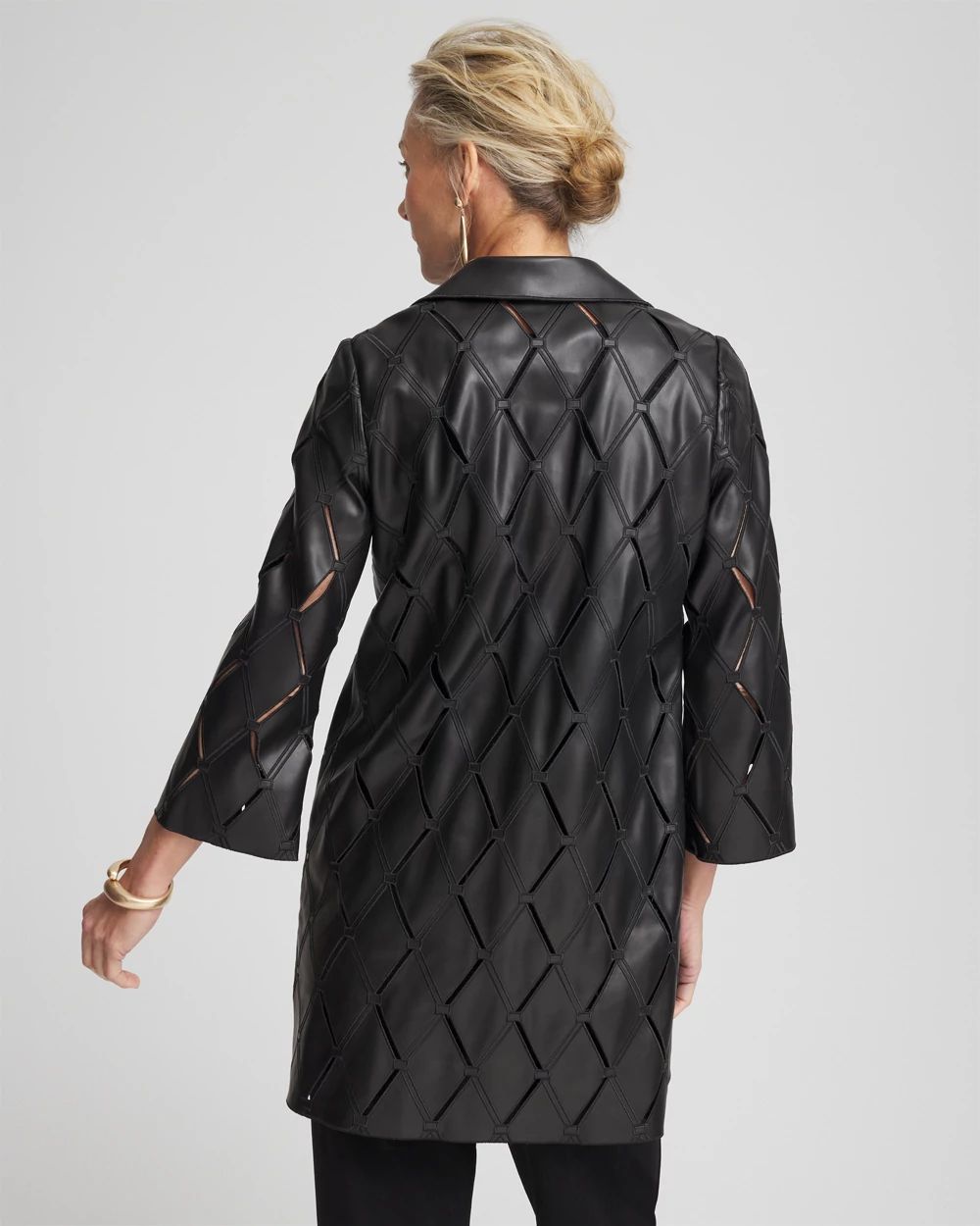 Travelers™ Collection Faux Leather Cutwork Blazer