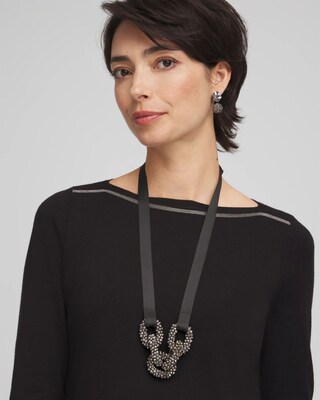 Beaded Chain Ribbon Necklace click to view larger image.