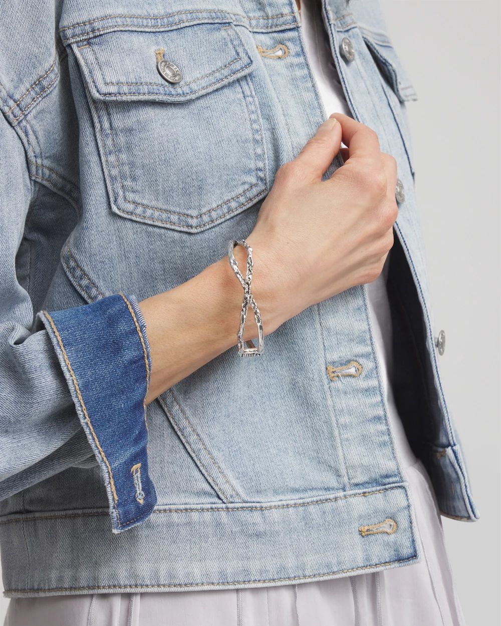Silvertone Hinge Cuff Bracelet