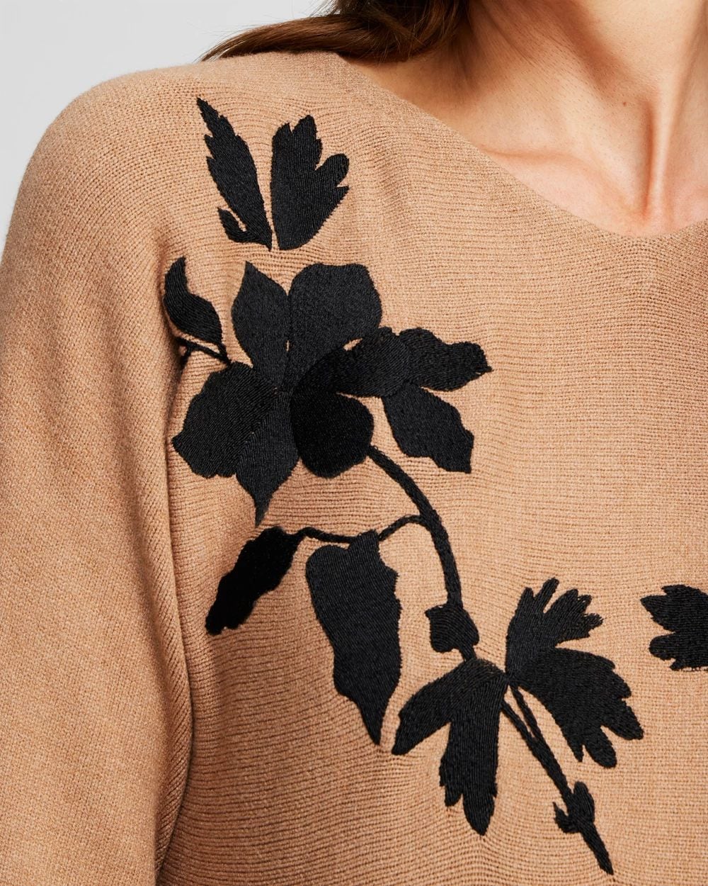 Floral Embroidered Pullover Sweater click to view larger image.