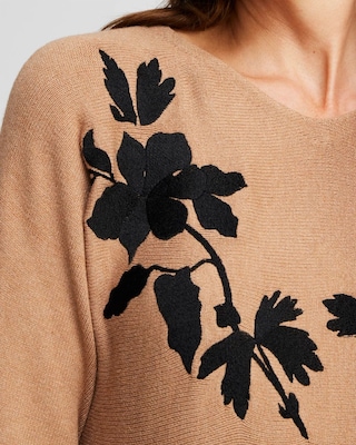 Floral Embroidered Pullover Sweater click to view larger image.