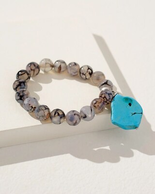 Turquoise and Agate Stretch Bracelet