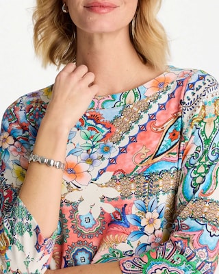 Printed  Pima 3/4 Sleeve Tee click to view larger image.