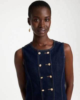 Denim Knee Length Dress click to view larger image.