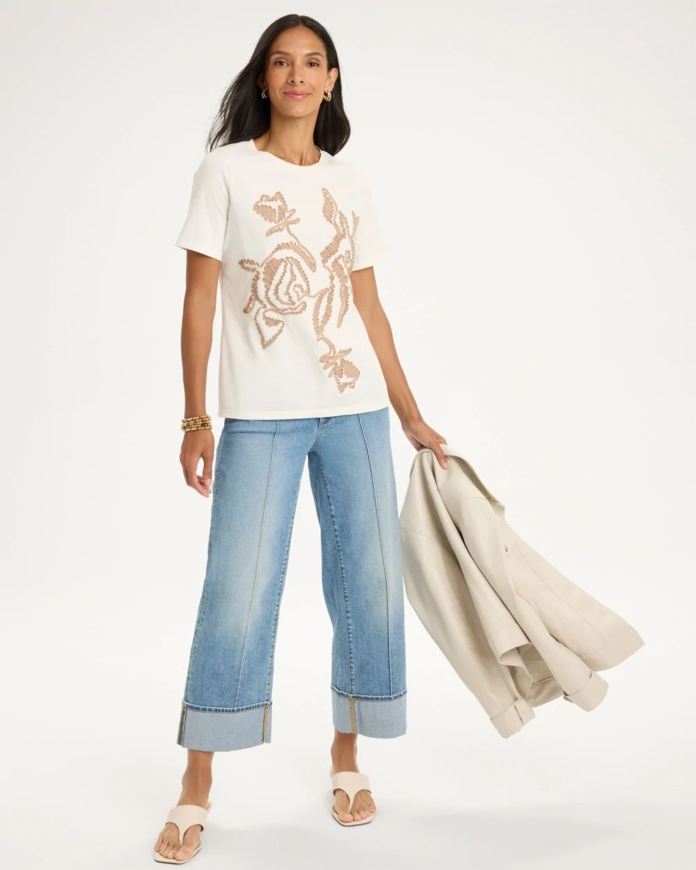 Soft-Stretch Cotton Applique Tee click to view larger image.