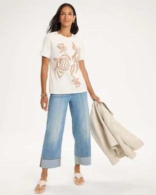 Soft-Stretch Cotton Applique Tee click to view larger image.