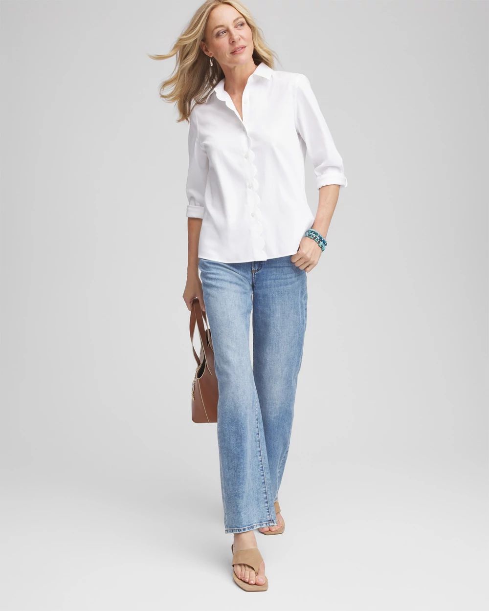No Iron™ Scalloped Placket Shirt click to view larger image.