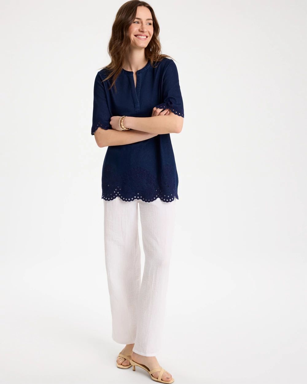 Embroidered Cotton-Blend Tunic click to view larger image.