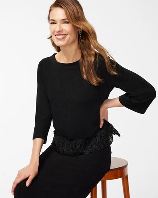 Travelers Lace Hem 3/4 Sleeve Top