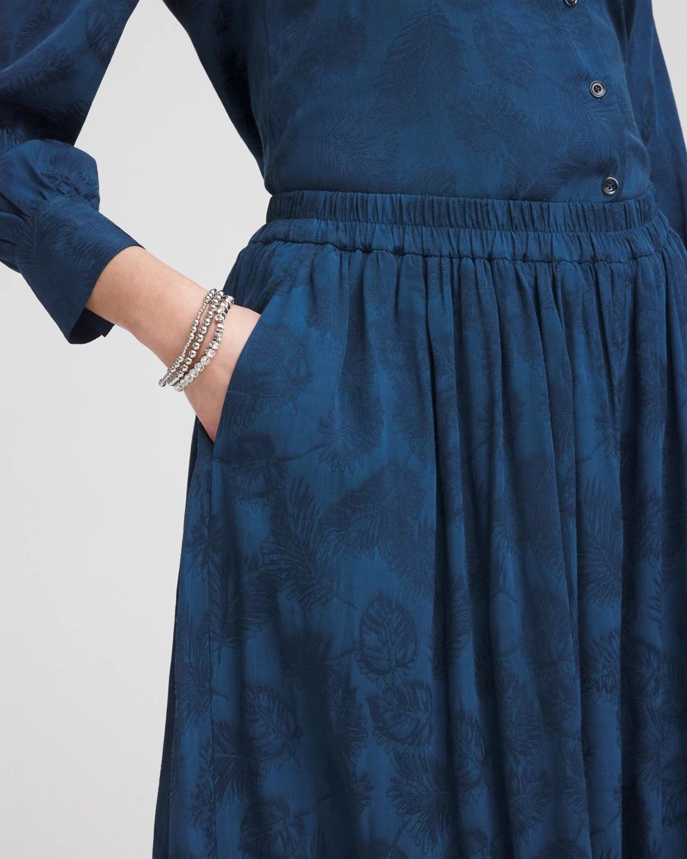 Jacquard Culotte Wide-Leg Pants