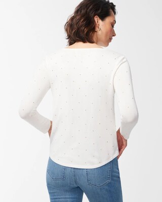 Spun Rayon Studded V-Neck Sweater