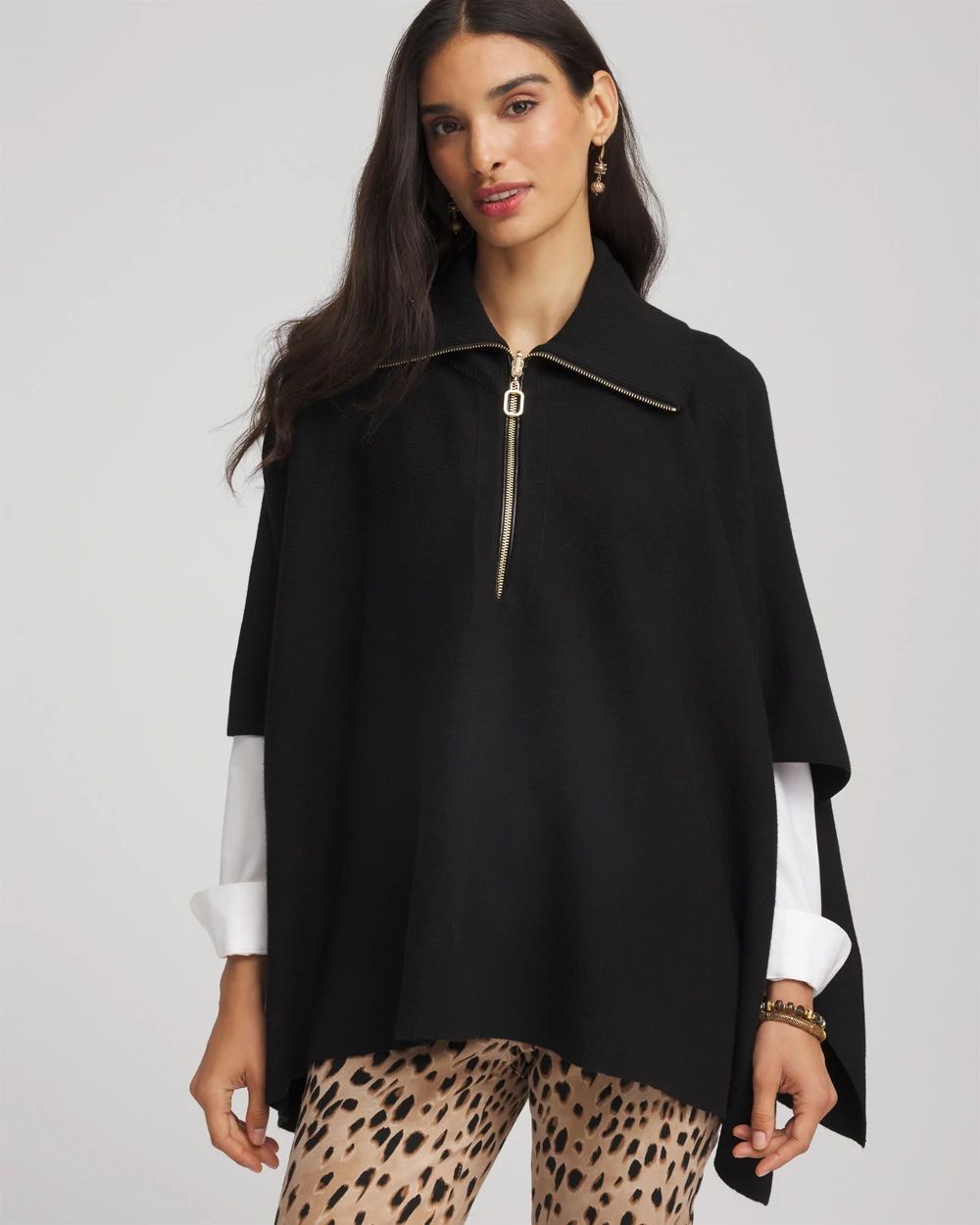 Cashmere-Blend Pullover Sweater Poncho