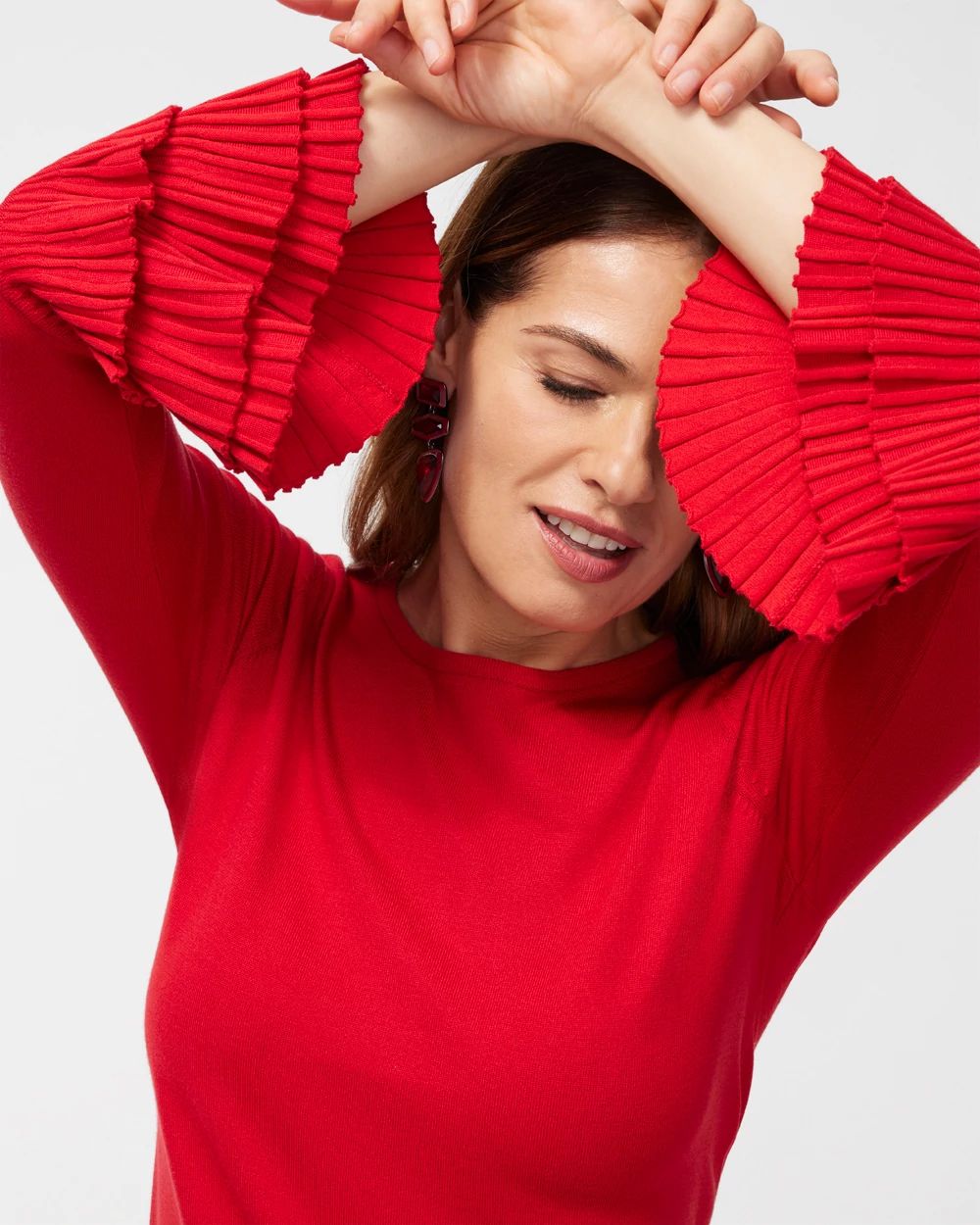 Pleat Cuff Pullover Sweater